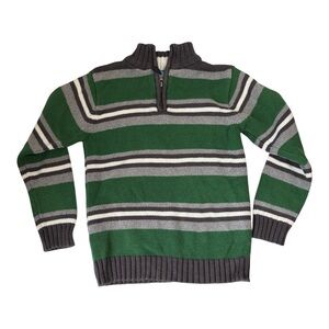 The Children's Place Green White and Gray 1/4 zip Sweater Size 5/6